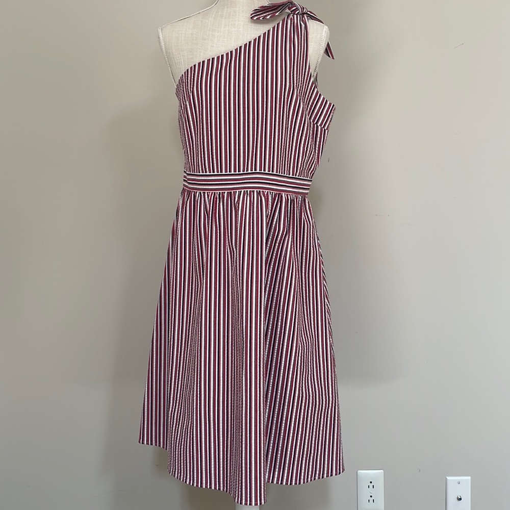 Loft Outlet  |  Open Shoulder Striped Midi Dress | Women's 8